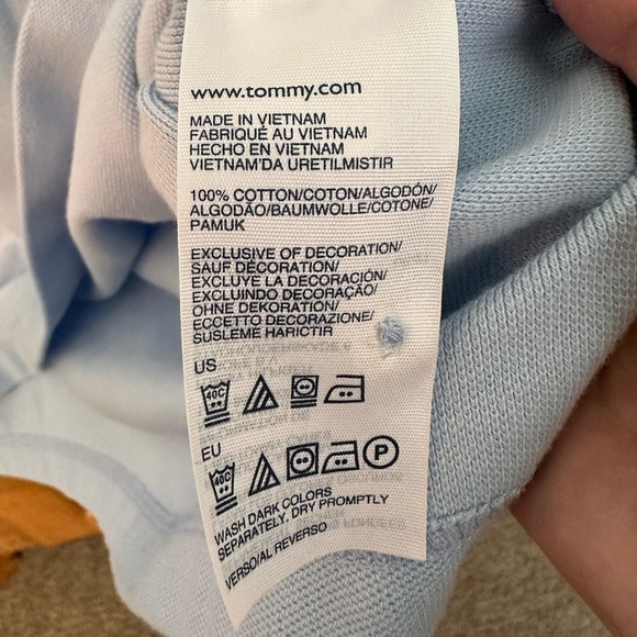🎉Tommy Hilfiger Cotton Pull Over Polo Shirt Light Blue  Size Medium - Picture 4 of 6